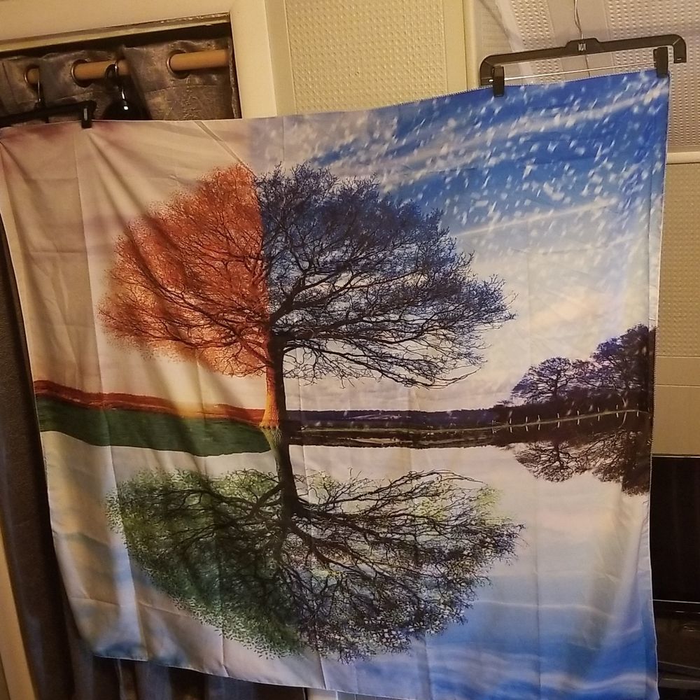 Double Tree Tapestry 60" X 50" New Without Tags, Mirror, DNA, Upside Down Tree